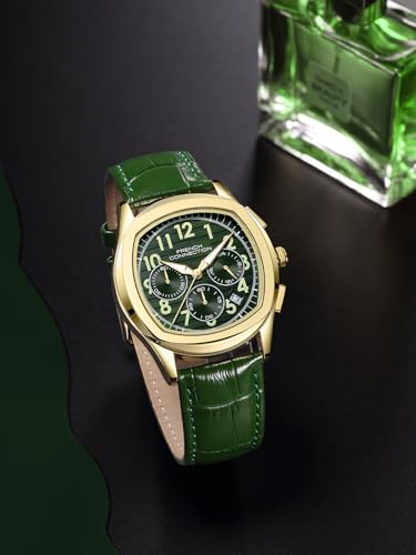 Image of French Connection Megachron | Green Dial | Green Leather Strap | Watch for Men - FCD5NL