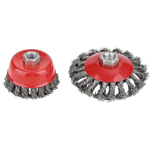 Image of Wire Cup Brush, 4Pcs Rotary Knot Flat Cup Steel Wire Wheel Brush Set for Angle Grinder Paint Removal