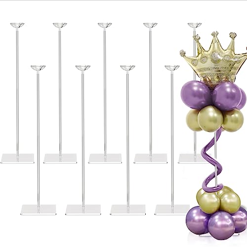 TEKXYZ Soporte De Globos De Acrílico Transparente De 60CM De Altura Para Decoración De Centro De Mesa Con Globos - Juego De 10, Reutilizable