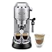 Produktbild De'Longhi Dedica EC685.M Pumpenmaschine aus Edelstahl für gemahlenen Kaffee oder Kaffeepads, Espressomaschine und Cappuccino, Behälter 1,3 l, Tropfschutz, Metallfarbe, 30 x 33 x 15 cm