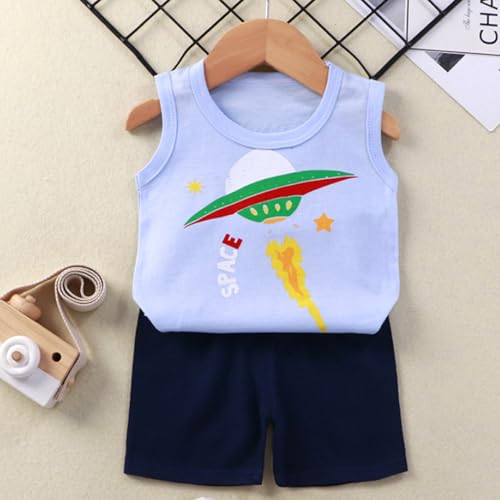 Image of Toddler Boys 4PCs Tank Top and Shorts Set Summer Clothes Cotton Outfits