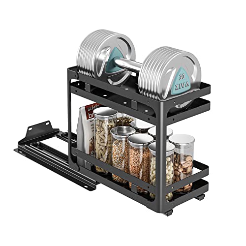 Junyuan Pull Out Spice Rack Organizer For Cabinet, Slide Out Rack 4.5" Wx10-1/2 Dx(8.5"~10.7") H For Upper Kitchen Cabinets & Pantry Closet (4.5"-Double, Black) #TOP5