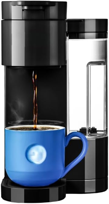 KeuriigK K Express Essentials Single Serve K Cup Pod Coffee Maker, 3 cup sizes (6, 8, and 10oz), Fast Fresh Brew, 30oz Removable Water Reservoir (Black)