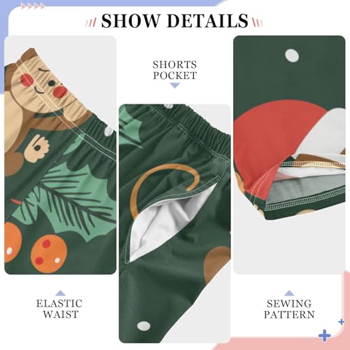 ZZXXB Monkey Xmas Berry Boys Long Pants Soft Trousers Elastic Waist Kids Lounge Bottoms with Pockets S-XL4