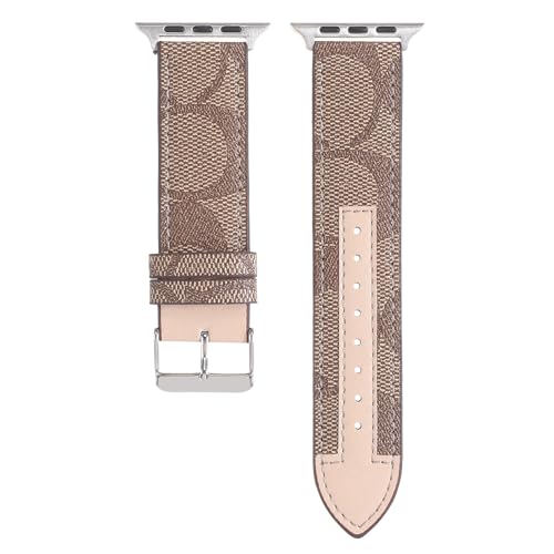 Avazera Leather Band 44mm 42mm 40mm 38mm Compatible with Apple Watch Men Women,Design for Replacement Band Compatible with Watch Series 6/5/4/3/2/1, iWatch SE (Apricot, 42/44MM)