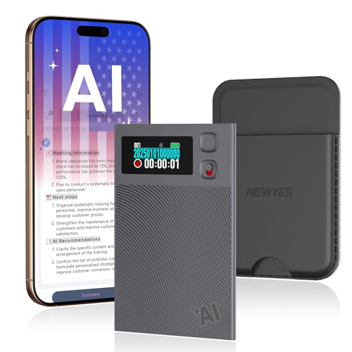 AI Voice Recorder, NEWYES Ailog Smart Digital Audio Recorder, App Control, Transcribe & Summarize, 188+ Languages Translation, 64GB Memory, for Meetings, Lectures, Calls, Business, Class