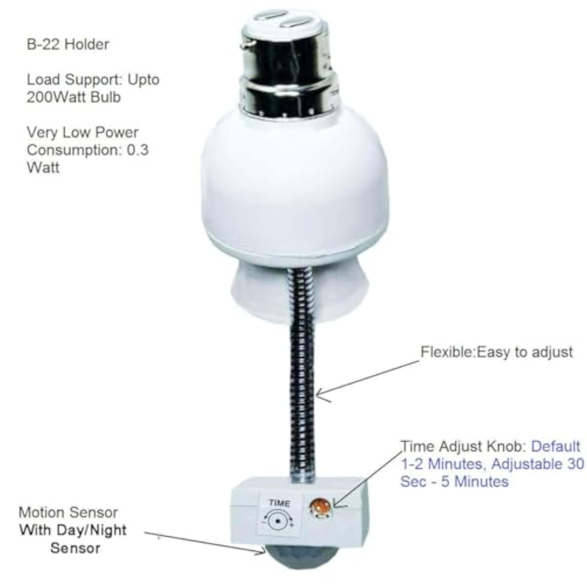 Motion Sensor Bulb Holder B-22, Automatic Night Sensor