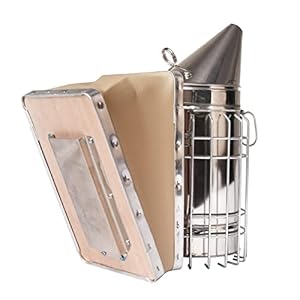 Stainless Steel Beehive Smoker Bee Smoker with Heat Shield Superior Leather Bellow Heavy Duty Beekeeping Equipment