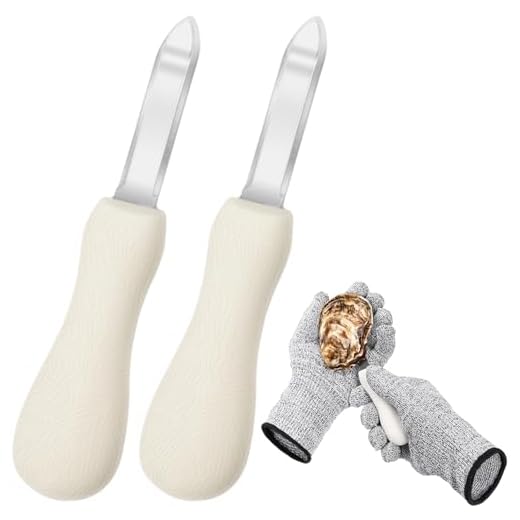 Nonley Oyster Shucking Knife, 2 Pack Oyster Knife Shucker Set with Professional Grade Cut Resistant Gloves | Oyster Shucker Clam Knife, Seafood Opener Seafood Tools