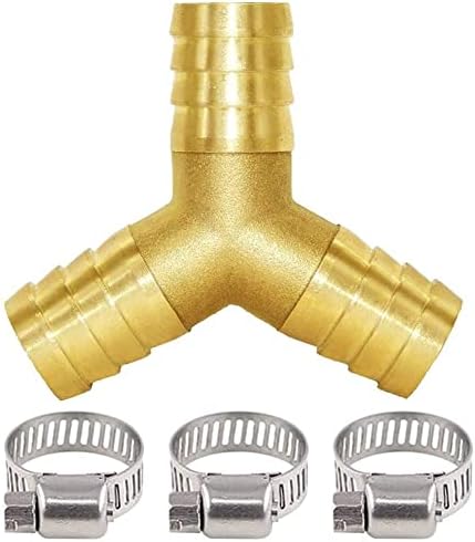 Joywayus 1/2" Hose Barb Y Shaped 3 Way Union Fitting Intersection/Split Brass Water/Fuel/Air