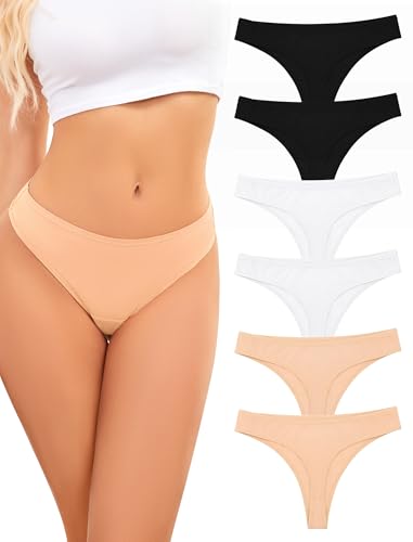 ANSUKOO Baumwolle Damen Tanga String Thong UnterwäSche Slip Cotton Unterhosen Set Frauen Sport Women Underwear Mehrpack Low Waist Thongs Atmungsaktiv Für Frau Bequeme Panties 6er Pack Slips XS-XXL