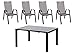 Produktbild Gartenmöbel Set 4X Acatop Stapelsessel Taupe und Extensio Ausziehtisch 160+54+54x100 cm anthrazit/Cemento anthrazit