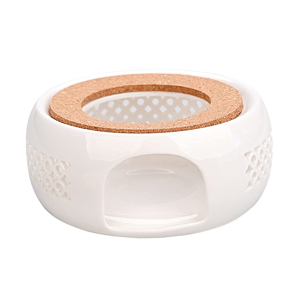 Tuoservo Ceramic Teapot Warmer, Tea Light Candle Tea Heater for Glass Teapot, Teapot Heating Base - Style 2