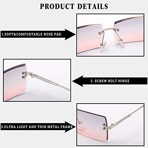 Image of Stylish Small Rectangle Sunglasses Women Men Tinted Frameless Eyewear Ultralight Candy Color Ocean Sun Glasses Shades NP1034
