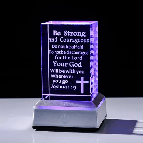 LONGWIN Christian Gifts for Women & Men, 3D Engraved Crystal Multicolor LED Night Light, Inspirational Biblical & Faith Based Religious Gifts
