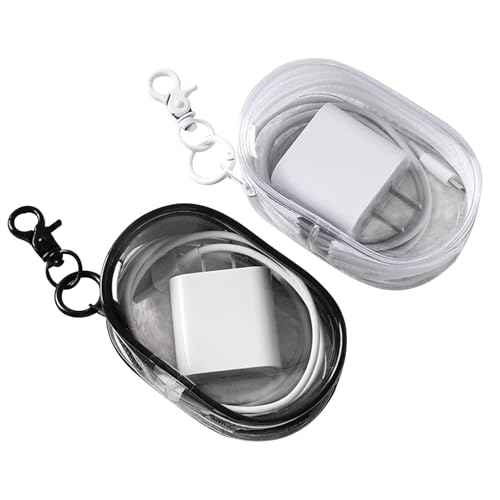 2 Piezas Funda Auriculares,Funda Auriculares Inalambricos,Estuche Auriculares,Caja de Almacenamiento Portátil Transparente para Auriculares para Organizar Cables de Datos,Cargadores,Auriculares