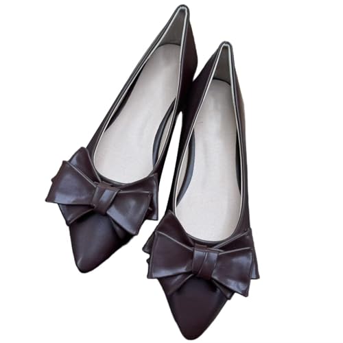 Image of TN TANGNEST Flats Shoes Women Comfort Casual Loafers | Classic Pointed Toe Bowknot Flats Cute Slip On Flats, Wear to Work Travel Walk