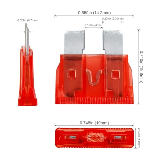Kit de 100 fusibles para automóvil, fusibles tipo cuchilla para reemplazo en auto, RV, camión, motocicleta y bote miniatura 2