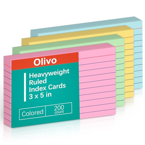 Cartões pautados coloridos 7 x 12 cm, 200 unidades, rosa pastel, verde, amarelo, azul, cores sortida