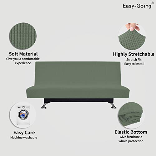 Image of Easy-Going Stretch Large Futon Slipcover Armless Futon Cover Greyish Green