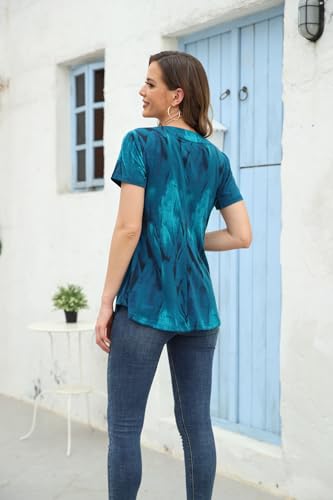 Ninedaily Women's Tunic Summer Short Sleeve Top Loose V Neck Dressy Shirt Blouse4