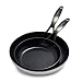 Produktbild GreenPan Venice Pro Noir 20cm & 26cm Bratpfannen-Set, 3-lagiger Edelstahl, gesunde Keramik-Antihaftbeschichtung, Mattschwarzer Griff, PFAS-frei, Induktion, Spülmaschinengeeignet, Backofenfest, Silber