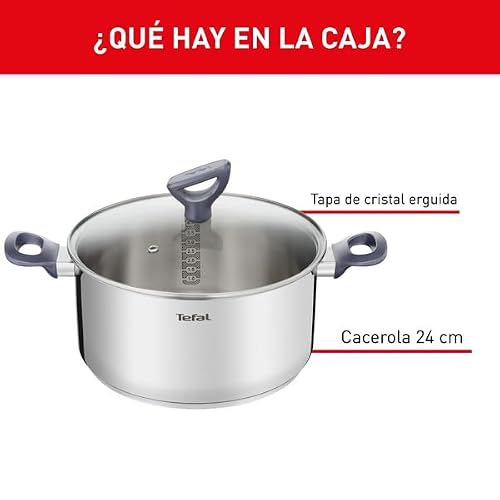 Miniatura 2 de Tefal Cacerola Daily Cook 24 Cm - Cacerola De Acero Inoxidable, Base Reforzada, Aptas Para Todo Tipo De Cocinas Incluido Inducción, Gran Conductividad Y Resistencia Con Materiales Reciclados