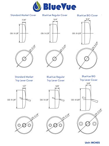 BlueVue Overflow Gasket Kit with 3-1/8" Overflow Cover for Stopping Tub Leaks, Chrome