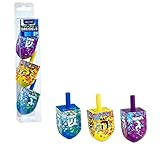 Rite Lite Splash Wooden Colorful Dreidel Set of 3 Chanukah Painted Wooden Dreidels - Hanukkah Party Games Gifts Jewish Games Bulk Multicolor Draydel Pack with Hebrew Lettering Hours of Fun!