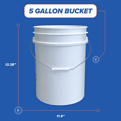 5 Gallon Bucket Only, Made in USA, Food Grade, Durable 90 Mil All Purpose Pail, Contains No BPA Plastic, Premium HPDE, Lids Not included (Blue, 1) - Thumbnail 2
