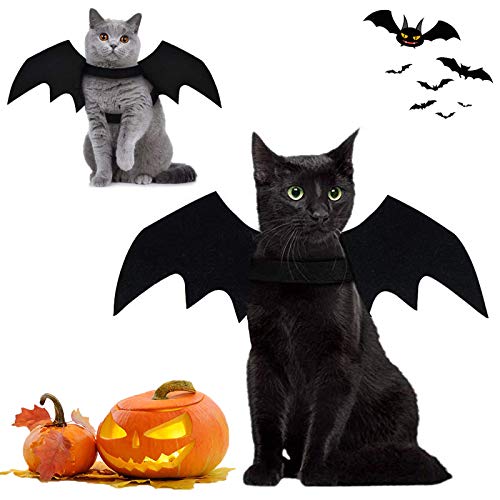 Brocarp Cat Bat Wings, Halloween Costumes Cat Clothes, Pet Apparel for Small Cats, Cute Kitten Costume Dress up Accessories for Festival Party Cosplay Decoration (Black)