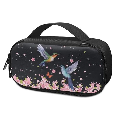 Tuoxiukan Hummingbird Insulated Diabetic Bag Portable Cherry Blossom Insulin Cooler Travel Case Diabetics Care Insulated Organizer with Handle Decorative Portable Medication Insulated Cooling Bag
