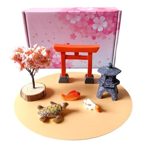 ZEN&TAO Miniature Desktop Zen Garden Accessories, DIY Zen Garden Fairy Garden Miniatures, Japanese Gift Idea, Terrarium, Dollhouse, Bonsai Decorative Craft Kit (Holiday Special 6pcs Set)