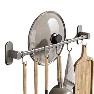 キッチンツールフック 多機能 壁掛け式 調理器具 キッチン収納ラック 強力粘着 穴あけ不要 6/8/10個 可動式フック付き 宇宙アルミ壁掛刃物スタンド タオル掛け 包丁 鍋蓋 収納フック 蓋棚 キッチン物置棚 台所用品 (40cm,...