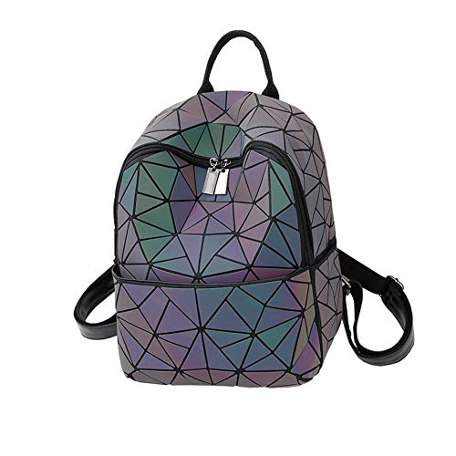 LIUNIAN Frauen Rucksack Leuchtend Geometrisch Nachtglühen Mode bunt rhombisch Tagesrucksack Rucksack Taschen für Frauen Mädchen Campus Im Freien (Bunt 2)