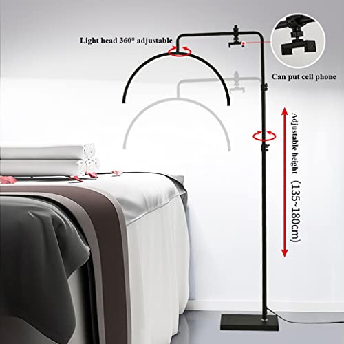 Lampadaire pour Extensions de Cils avec Télécommande et Hauteur Réglable Noir - 4
