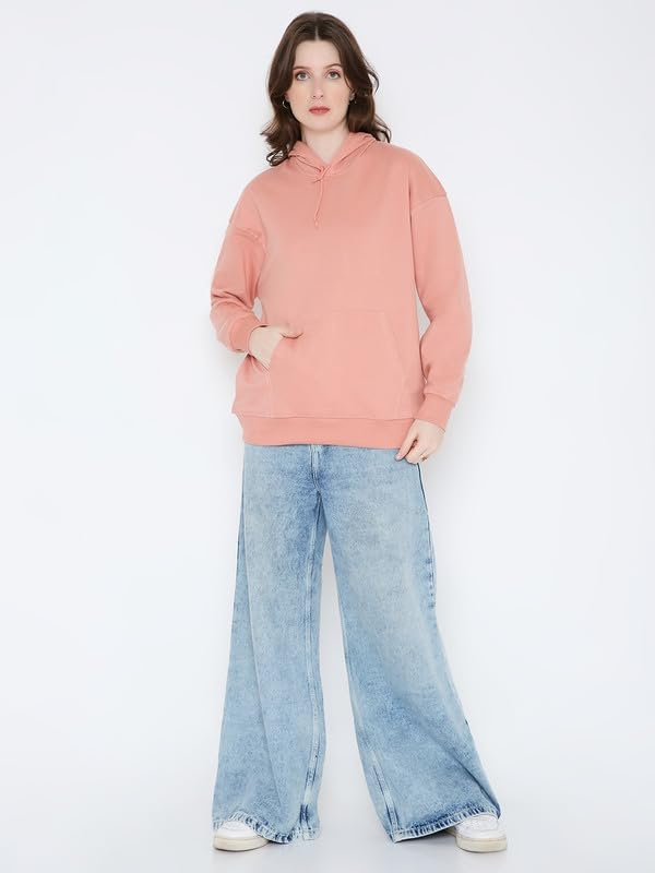 Image of BE SAVAGE Women's Solid Full Sleeves Cotton Hoodie