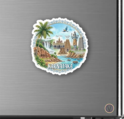 Image of Karnataka Textured Finish Acrylic Fridge Magnet - UV Texture Printed, Stylish Multicolor Magnet for Fridge, Wardrobe & Metal Surfaces, Pack of 1 (Karnataka)