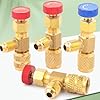 Refrigerant Charging Valve,Brass Low Loss HVAC Fittings for R32 R22 R410 Air Conditioner Manifold Maintenance Tools,Flow Control Ball Valve with Safety Adapter #1
