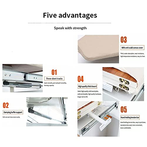 ZHOUHONG Ironing Board 180 degree rotating/Retractable Ironing Board Closet Pull-Out Stow Away in The Cabinet Easy to Install Foldable Ironing Station (Color : A) - Image 6