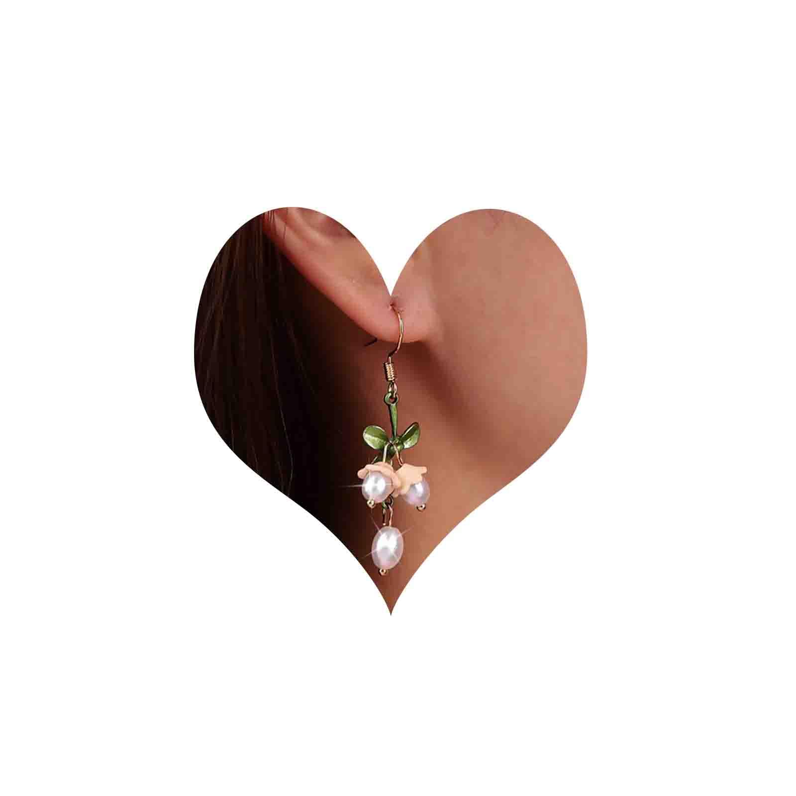 Atentuyi Boho De La Boda De Flores Blancas Pendientes De Oro Pendientes De Perlas Larga Borla De Perlas Pendientes Colgantes Cadena De Perlas Pendientes Y Las Niñas Novias Damas De Honor Joyas