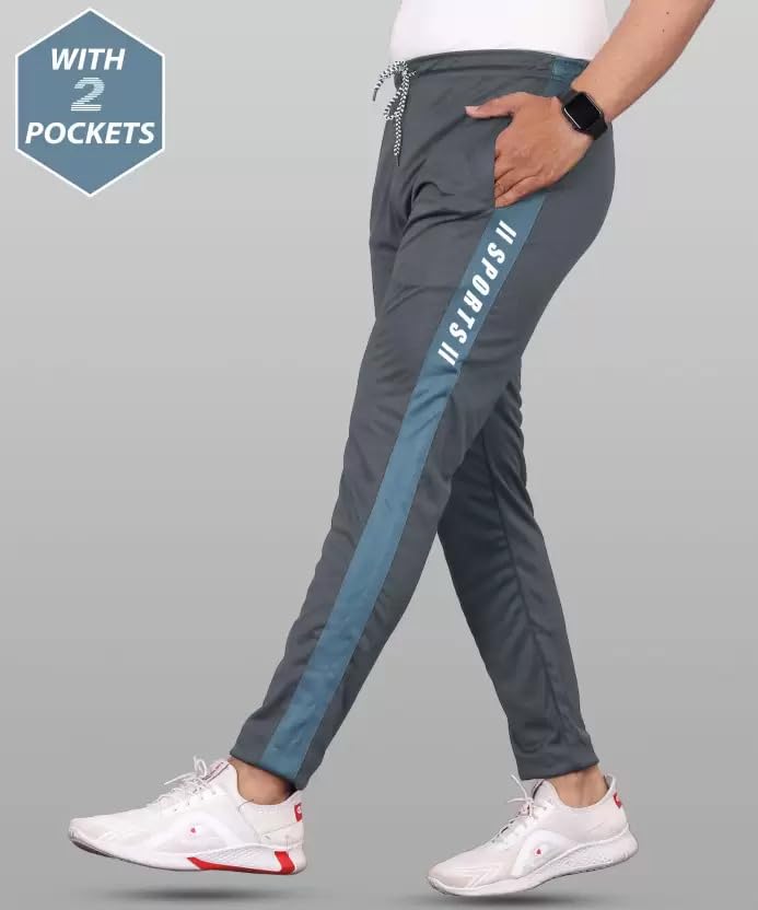 Image of Track Pants for Mens /Joggers for Mens /Mens Lower Polyester with Two Side Zipper Pockets for Gym, Yoga, Exercise, Morning Walk, Jogging, Sports (L1 Pack of 2)