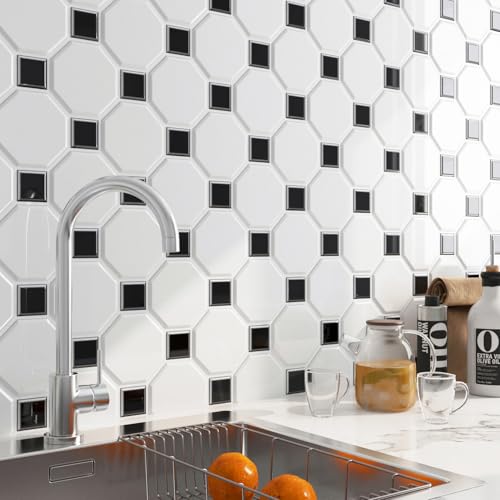 FunStick 15 Pcs White Peel and Stick Backsplash for Kitchen Waterproof 12