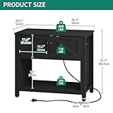 YITAHOME Farmhouse TV Stand for 40 Inch with Power Outlet, Wooden TV Media Console with Storage Cabinet for 660lbs, Rustic Entertainment Center Table TV Cabinet for Living Room, Black