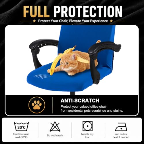 Image of Elastic Computer Chair Cover with Durable Zipper - Protective Removable Washable Universal Office Desk Chair Seat Slip Cover - Stretchy Soft Anti-dust Desk Chair Seat Protector for Dogs, Cats, Pets