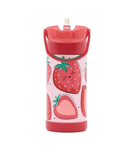 Image of THERMOS FUNTAINER Water Bottle with Straw, 12oz, Strawberry Smiles