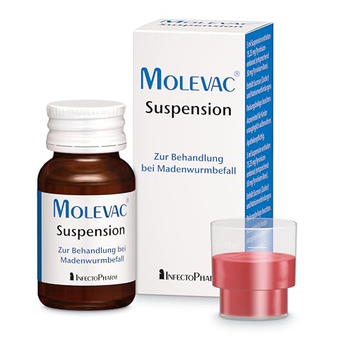 MOLEVAC Suspension, 25 ml - Wurmkur gegen Madenwürmer (Darmparasiten) für Menschen | Entwurmungsmittel, Parasitenkur mit Pyrvinium bei Wurmbefall, bzw. zur Behandlung bei Madenwürmern