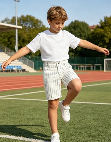 Image of Pink Shorts for Boys Flat Front Dress School Uniform Shorts Casual Travel Hiking Shorts Size 3T