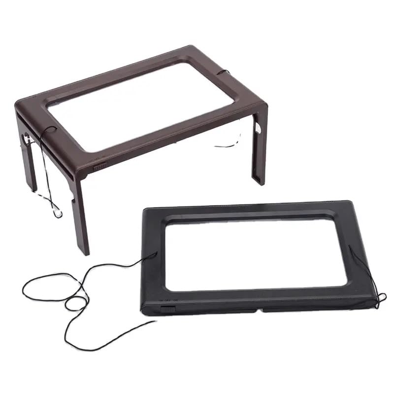 Breewell® Magnifier A5 Size Foldable Plastic 2.5X 6LEDs Hands Free Reading Magnifying Aid Glass Frame-Black