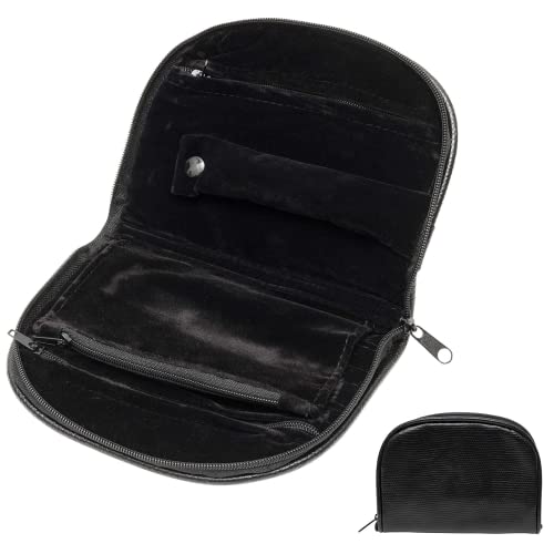 Image of Noble Pack Multi-Purpose Travel Jewellery Pouch – Compact Zip Jewellery Organiser with Vegan Leather & Velvet Lining for Rings, Necklaces & Earrings (Small, Black)